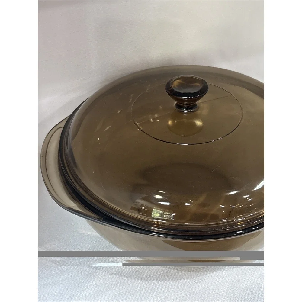 1990s Vintage Pyrex 024 Fireside Brown Glass 2qt Casserole Dish with Lid USA